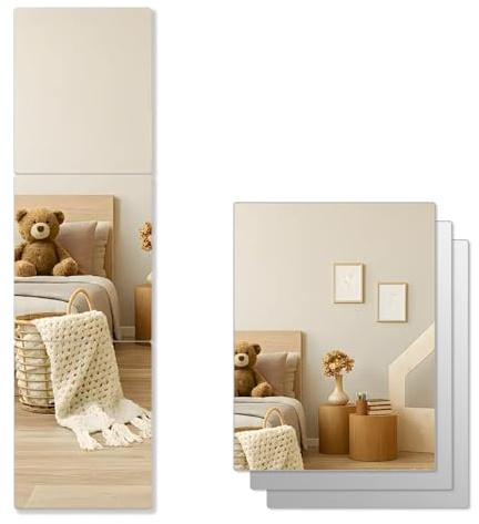 Alened Mirror Tiles Self Adhesive Mirror Stickers 40x30cm/2pcs | Acrylic Stick on Mirror for Walls Bathroom Wardrobe Doors Bedroom, DIY Home Decor (2mm Thick)