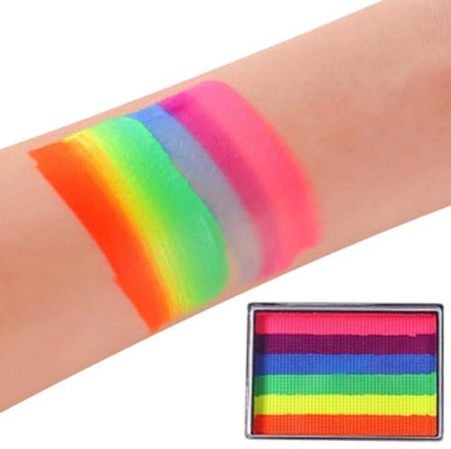 Rainbow Face Paint - Make-Up Colours, Body Painting, Water Soluble, Theatre Make-Up, Carnival, Colourful Body Colours, Quick Drying (25 g, 02#)