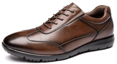 Scarpe da ginnastica da uomo in pelle leggera, supporto per l'arco plantare, resistenti agli odori e anti-fatica per camminare tutto il giorno | Raccomandate dal fisioterapista, Marrone, 41 1/3 EU