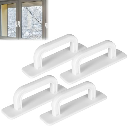 Poignée de Meuble Autocollante, Poignée De Porte Extérieure, 4 Pièces Poignet De Porte Autocollante, Poignet Ventouse Baie Vitrée, Poignées De Porte, Poignet De Porte Exterieur, Blanc