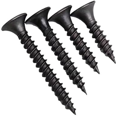 50pcs Black High Strength M3.5 Thick Dry Wall Nails Countersunk Gypsum Board Steel Woodworking Self-Tapping Screws(16mm)