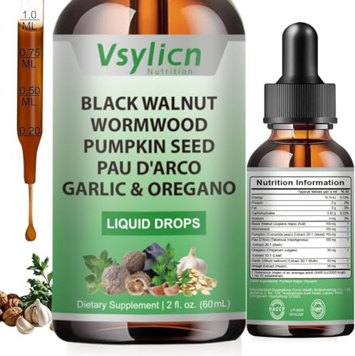 Wormwood Black Walnut and Clove Herbal Drop - Intestinal Health for Humans - Rapid Gut Cleanse & Digestive Health, for Gut Detox Cleanse and Digestive Well-Being - Alcohol-Free, 60ml
