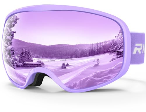RIOROO Gafas Esqui Niños 3~14 Años Mascara Esqui Niño Gafas de Esqui Niña Niño OTG Casco compatible, 100% Anti-Niebla Anti Protección UV para Esquiar Snowboard Deportes de Invierno-lente doble