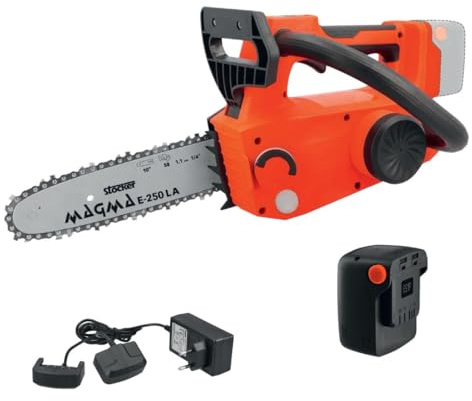 STOCKER - Kit Potatura Professionale Motosega Magma E-250 LA 21V + Batteria + Caricabatterie + Olio - Sistema Completo per Giardinaggio e Cura del Verde