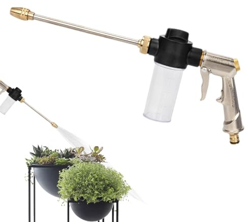 Cannone in schiuma per lavaggio auto, 36 x 14 cm, spruzzatore ad alta pressione in alluminio e, ugello nebulizzatore fine, flusso regolabile, detergente per schiuma da neve per auto, strumento