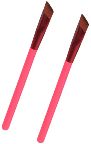 Lot de 2 pinceaux à sourcils inclinés avec poils synthétiques doux - Pinceaux de maquillage professionnels pour peaux sensibles - Entretien facile - Brosse à sourcils en voyage