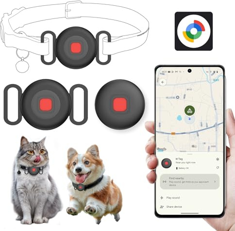 Spedal Cat Tracker Collars, Works with Google Find Hub, Android, 2 Pack