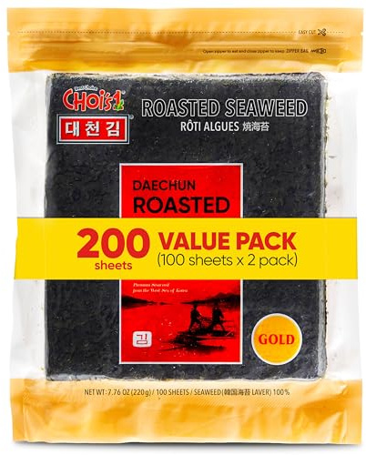 [100 feuilles complètes,250g] Daechun Laver Sushi Nori, rôti, refermable, Teneur en or Laver