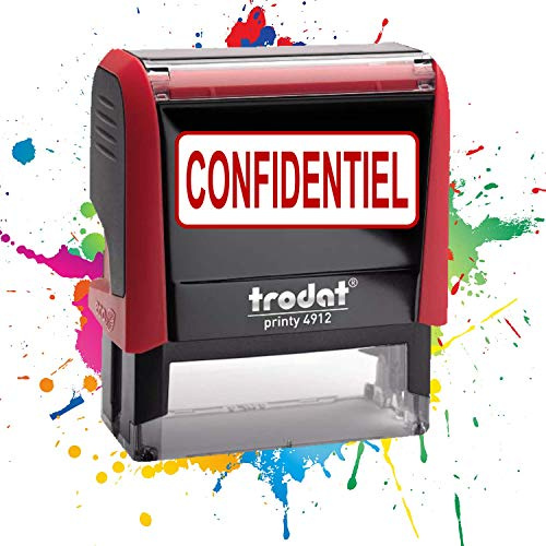 Trodat Tampon Encreur 4912-47x18 mm - CONFIDENTIEL | Texte prédéterminé - Tampon Pour Entreprise - 19 modèles disponibles - Longue durée - Impression nette & précise