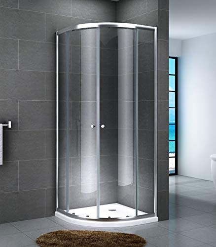 Yellowshop - Box Doccia Angolare 70 80 90 100 120 Cabina Bagno In Cristallo 6 MM Rettangolare Quadrato Curvo Serie Smart (Cm 90 x 90 Curvo Semicircolare, Cristallo 6mm Trasparente)