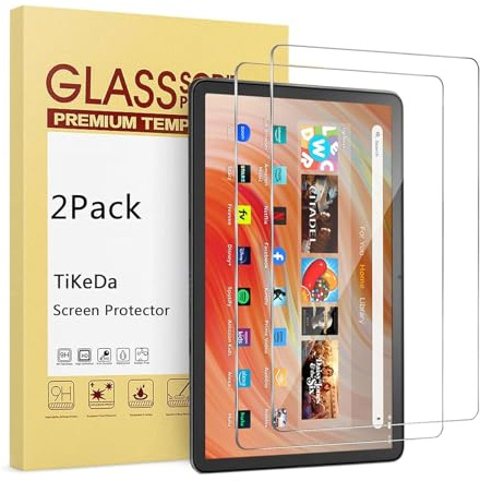 TiKeDa 2-Pack Screen Protector for All-New Fire HD 10 / Fire HD 10 Plus Tablet 10.1 inch (13th/11th Generation, 2023/2021 Release) 9H Hardness Tempered Glass Guard