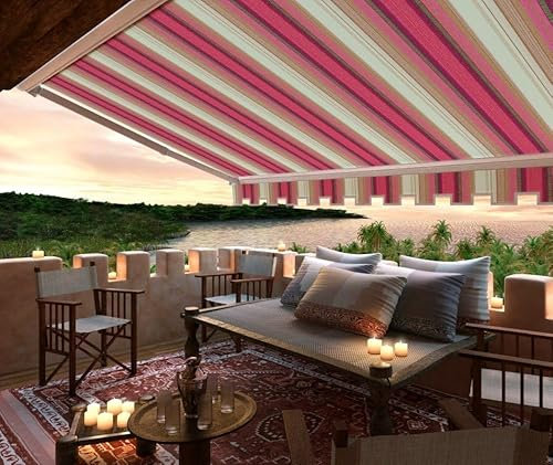 TENDAGGIMANIA ® Tela para Cortinas de Sol Tempotest – Confeccionada a Medida – Incluye Bordes de Goma, Bordes Laterales y Volantes (Da 116 CM a 233 CM