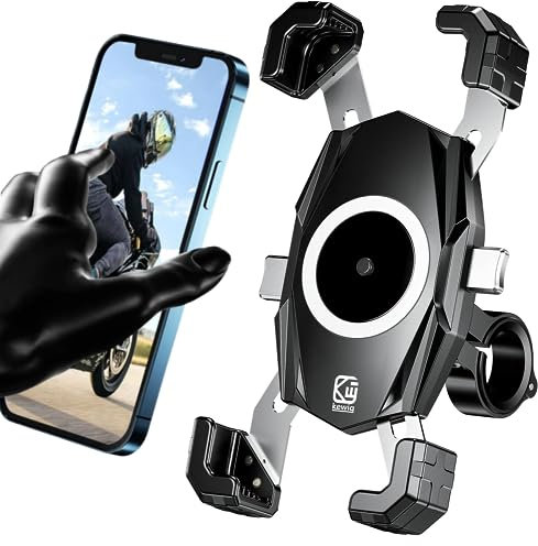 KEWIG Motorrad-Handyhalterung, Fahrrad-Handyhalterung, EIN-Push, automatische Verriegelung und Entriegelung, Fahrrad-Roller-Telefon-Lenker-Clip-Klemme für 4-6.9 Zoll Smartphones