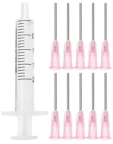 Set med dispenserings-/applikatorflaskor/sprutor, dispenseringssprutor av plast på 2 ml med 10 st 20G-dispenseringsnålar på 2,5 cm för gör-det-själv-quilling, akrylmålning, oljeflaska, hantverk, konstverkshobbyer