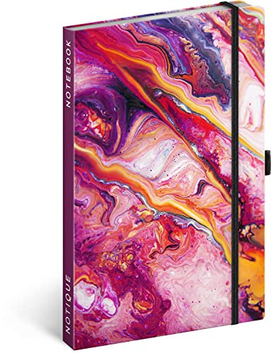 Notizbuch Liniert mit Gummiband 13x21cm ca. A5, Hardcover Notebook, Notizblock, Notizheft, Journal, Tagebuch für Erwachsene, Damen (Marble)