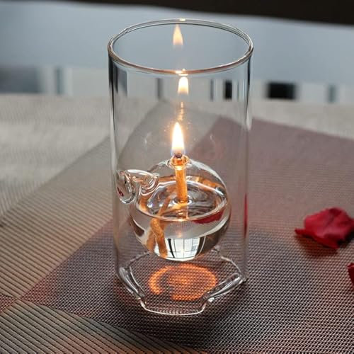 Clear Glass Oil Light Borosilicate Includes Bliss Suspended Hurricane Candle Holder Sleeve Paraffin Lamp 8 x15CM