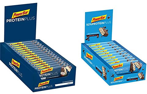 PowerBar Protein Plus + Minerals Coconut 30x35g - Protein Riegel + Magnesium Calcium und Mineralien & Protein Plus 52% Cookies&Cream 20x50g - High Protein Low Sugar Riegel