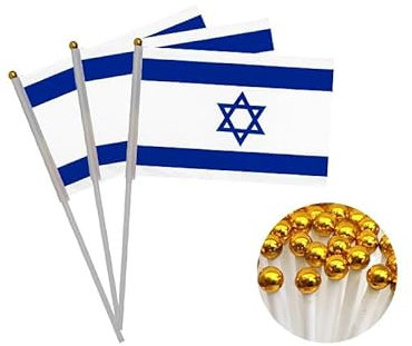 20 Piezas de Banderas de manivela de Israel para el día Nacional Festivo, Fiestas, desfiles,bandera de mano, Eventos Deportivos, decoración de Bares