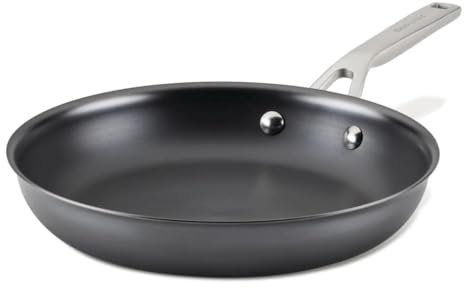 KitchenAid NITRO Carbon Steel Frying Pan/Skillet, Stainless Steel Handle, Compatible with All Cooktops, 10 Inch Open Fry Pan - Black