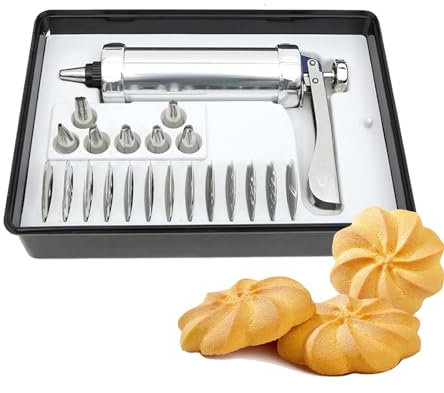 CHSUFBTY Stainless Steel Cake Cream Decorating Gun Sets Cookie Making Machine Nozzles Mold Pastry Syringe Extruder Kitchen Baking Tools