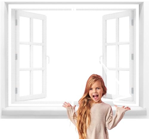 Mosquito Net for Windows,70x125cm Screen Door [Upgrade] Window Fly Screens Mesh Insect Netting Bug Bee Mosquito Protector with 3 Tapes White