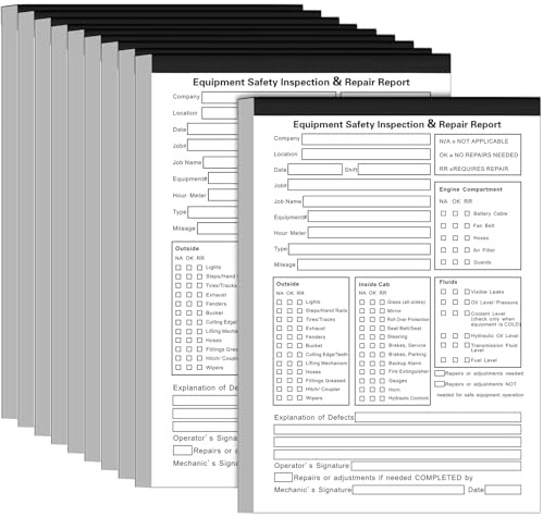 Humyoun 10 Pack 5.5 x 8.5 Equipment Safety Inspection Report Detailed Driver's Vehicle Inspection Report Book Daily Pre Trip 2-ply, Carbonless, 31 Sets of Forms Per Book