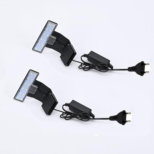GERUI Lot de 2 lampes LED d'aquarium - Lumière bleue et blanche - Éclairage LED - 220 V 6 W - Nano éclairage d'aquarium pour plantes aquatiques et poissons (X002)