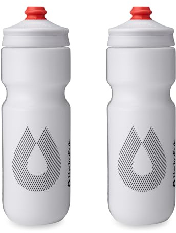 HydraPak | Bouteille Polar - Lot de 2 Gourdes de Cyclisme Breakaway Surge Légères - Haut Débit, Bouteille souple de Cyclisme et Sport (Blanc, 740 ml / 25 oz)