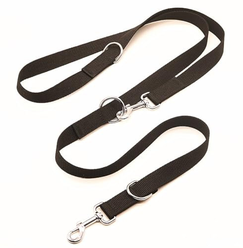 YIXINHE Freihandleine für kleine & mittelgroße Hunde | 2,5m verstellbar | Umhänge-Leine & Führleine | Nylon Doppelleine mit 2 Karabiner | Schwarz