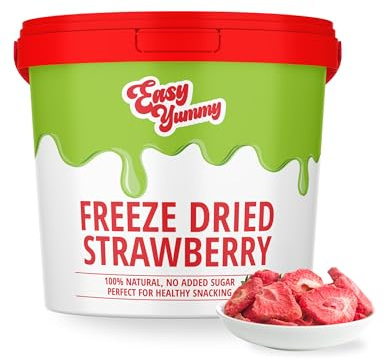 EASY YUMMY - Fresas liofilizadas (300 g), fresas deshidratadas 100% crujientes sin azúcares añadidos, perfectas para aperitivos, muesli y repostería.
