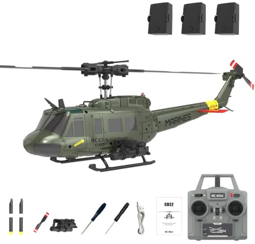 Meiurlex RC ERA C032 RC helikopter, 1/48 skala UH-1 Huey Heli 6-kanals fjärrstyrd helikopter, 3D stuntflygning och högprecisions-RC flygplan för vuxna nybörjare