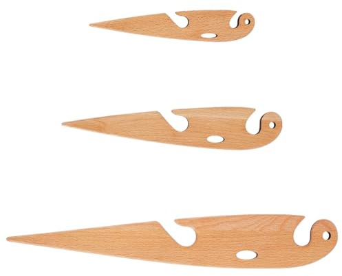 BENECREAT 3 Navette de Tissage en Bois de Hêtre Navettes de Métier à Tricoter Outils de Métier à Tricoter Artisanaux pour Tapisserie Bricolage Accessoires de Tissage Larme