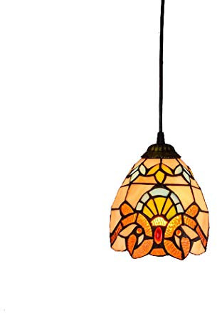 WDCDYQDH Lampada a Sospensione Vintage in Stile Barocco Europeo, con Paralume in Vetro colorato e Ventosa in Ferro battuto, per Soggiorno, corridoio, Studio, Decorazione E27 15 cm