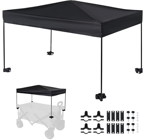 Acclcors Wagon Canopy,Trolley Roof Cover for Outdoor Camping Trolley Foldable,Waterproof Portable Wagon Canopy Awning for Handcart(L90*W56*H45CM)