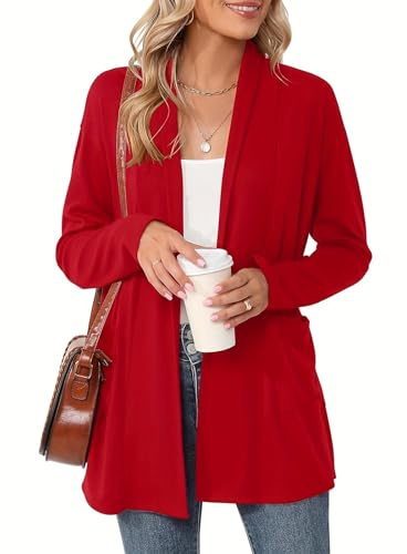 Générique Cardigan Femme Long Gilet Mariage Femme Manches Longues Dentelle Cardigan Chaud Blouses Sexy Grosse Maille Top Oversize Crochet Court Haut Vetement 2#Rouge XL