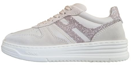Hogan Zapatillas de mujer H630 Basket HXW6300FG50U4J0CAS Beige Strass Rosa, Beige claro., 36.5 EU