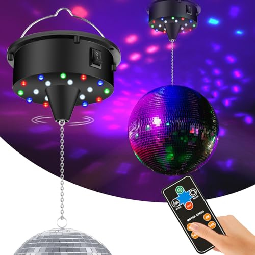 YCCOKJJ Moteur de rotation de boule à facettes Amélioré Moteur pour boule à facettes réglable 5/8/10/15 tr/min, Supporte la suspension de boules à facettes de 15-38 cm Peut être utilisé pour créer un