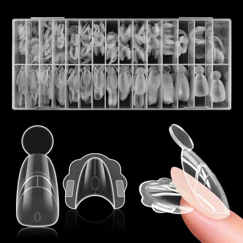 EBANKU 280PCS Poly Gel Nagelformer, Återanvändbara Dual Forms för Polygel Kort Mandel Nagelform Akryl Nagelförlängningsverktyg för Hemsalong Nagelmanikyr