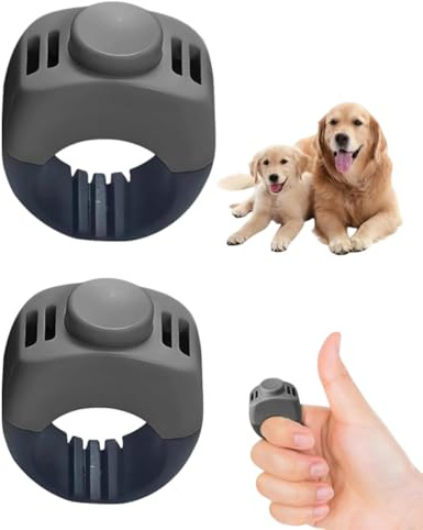 YIPFEN 2 Pezzi Clicker per Cani con Anello da Dito - Accessorio Pratico per l'Addestramento di Cani, Gatti e Cavalli (19mm/21mm)(Grigio)