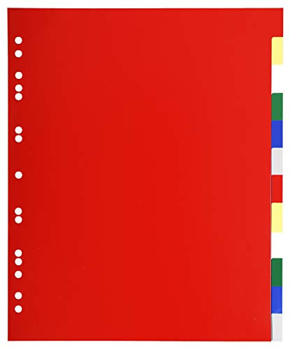 Exacompta - 93H - Separadores de polipropileno flexible con 12 pestañas neutras - Antidesgarro - Formato para archivo A4 maxi - Dimensiones 24,5 x 29,7 cm - Colores surtidos
