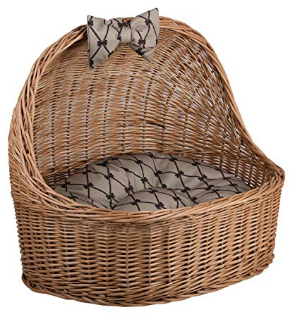 e-wicker24 Alles aus Weide - Caseta de Mimbre para Perros o Gatos, caseta para Perros con tejado, cojinete de Animales, Cesta, Cueva para Gatos, Cueva para Perros