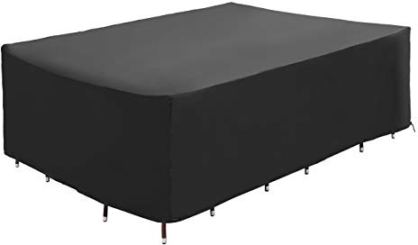 B.PRIME 300x250x90cm Skyddsöverdrag för trädgårdsbord och möbelgrupper - Svart - Vattentätt, andningsbart och UV-stabiliserat - Premium skyddande överdrag tillverkat av 210D Polyester Oxford-tyg