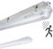 Proventa Feuchtraumleuchte mit HF-Bewegungsmelder und LED-Röhre 150 cm, 20,5 W, 3.100 Lumen, 4.000 K, IP65, 50.000h, IK08, Kunststoff grau, Flackerfrei