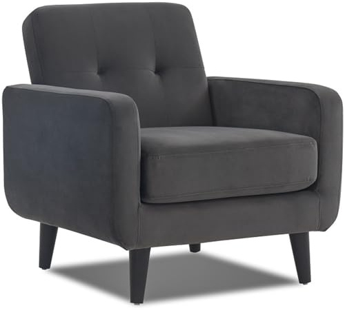 WeDoSofas OSLO 1 Seater Velvet Sofa Chair (Graphite Grey) – Compact Velvet Armchair for Living Rooms, Bedrooms & Home Offices – Comfortable Single Seater Lounge Chair
