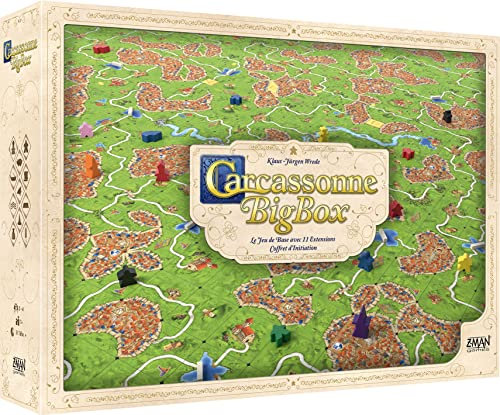 Asmodee - Carcassonne : Big Box - Nouvelle Édition - Jeu de Société pour Enfants dès 7 Ans - Coffret Initiation avec Jeu de Base + 11 Extensions - 2 à 6 Joueurs - 35 Min - en Français- Z-Man Games