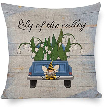 by Unbranded Cotton Linen Pillow Cases for Home Decor Farmhouse Cushion Cover Cases 16x16 for Baby Boys Girls Kids Room,Truck Grain Flower Cushion Cover Cases Easter Gift