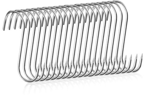 NEUSID 20 ganchos para carne en S, 15 cm, acero inoxidable, ganchos grandes, ganchos en forma de S, ganchos de metal para colgar, para baño, dormitorio, oficina, cocina, tienda