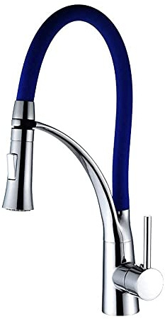 OKUOKA Copper Color Creative Universal Rotary Kitchen Faucet Cold and Hot Water Mixer Kitchen Sink Faucet Single Handle Single Connection,Green (Navy Blue)