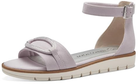 MARCO TOZZI Damen Sandalen flach mit Verstellbarem Riemen Vegan, Lila (Lavender), 38 EU