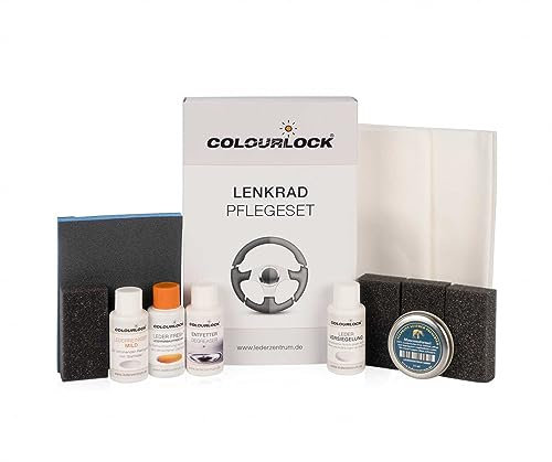 COLOURLOCK Lederreparatur Set - Ideal zur Pflege und Aufbereitung schwarzer Lenkräder - Inklusive Lederreiniger, Entfetter, Farbauffrischer und mehr